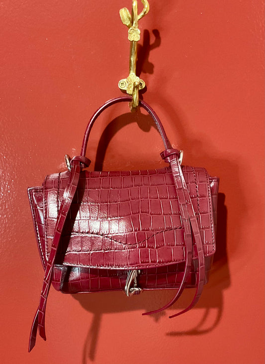 Rebecca Minkoff Stella Croc Leather Burg Bag