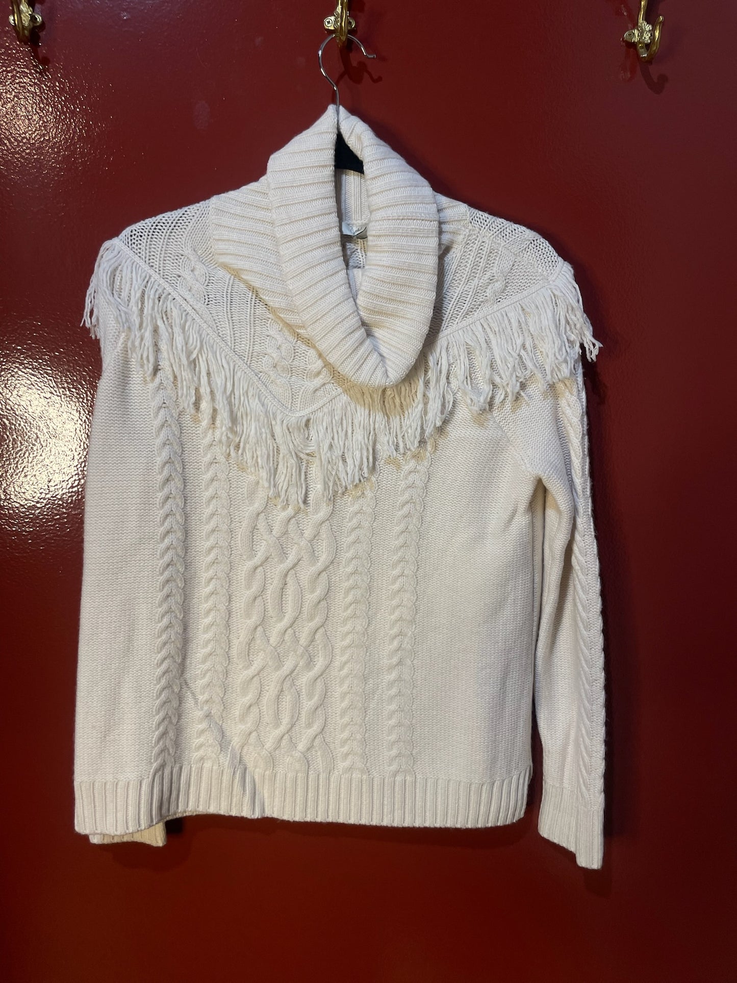 Joie Sweater Ivory Fringe XXS