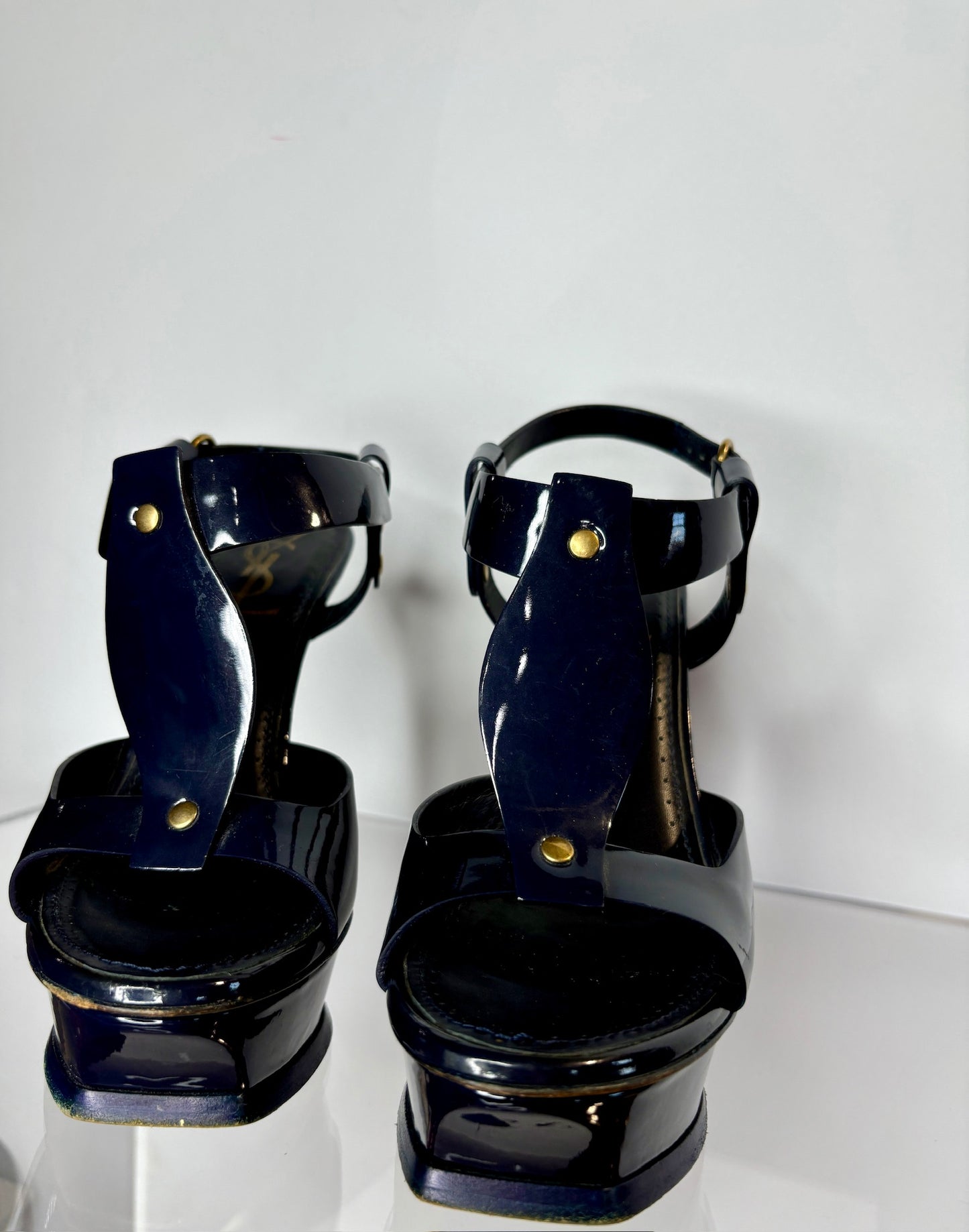 YSL Heels Platform Navy 37.5