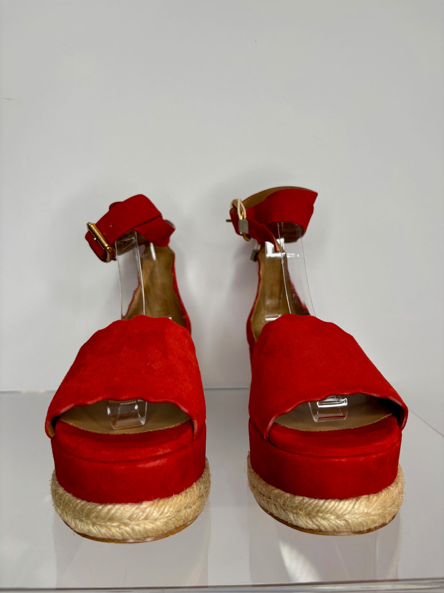 Chloe Red Scalloped Sandal 8.5