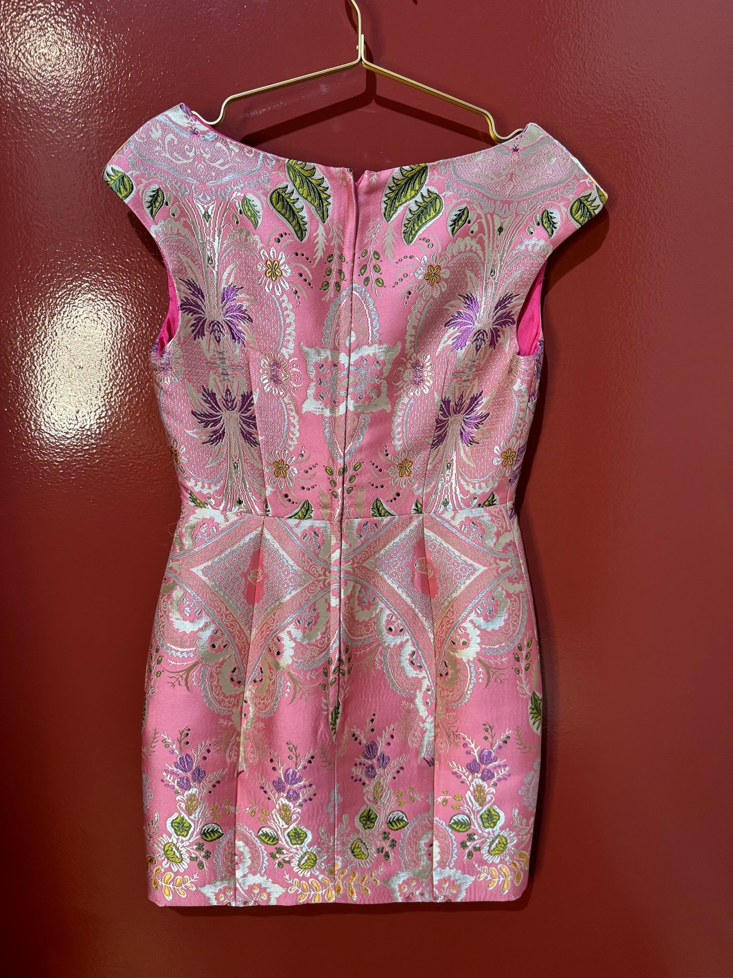 Etro dress mini silk broacde pink