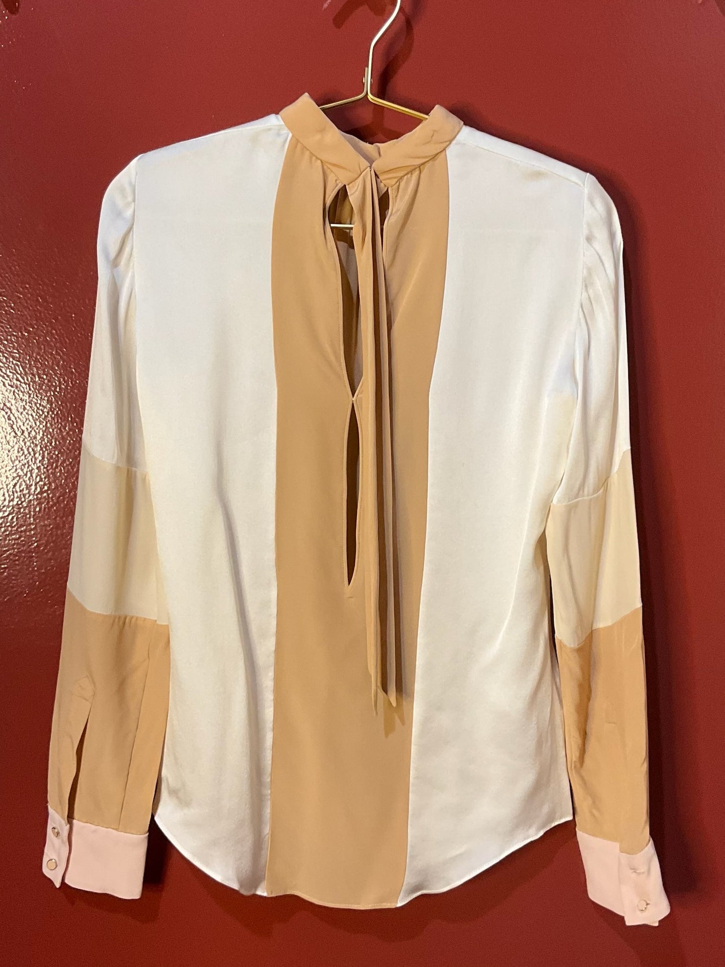 Chloe' Silk Color Block Blouse 2