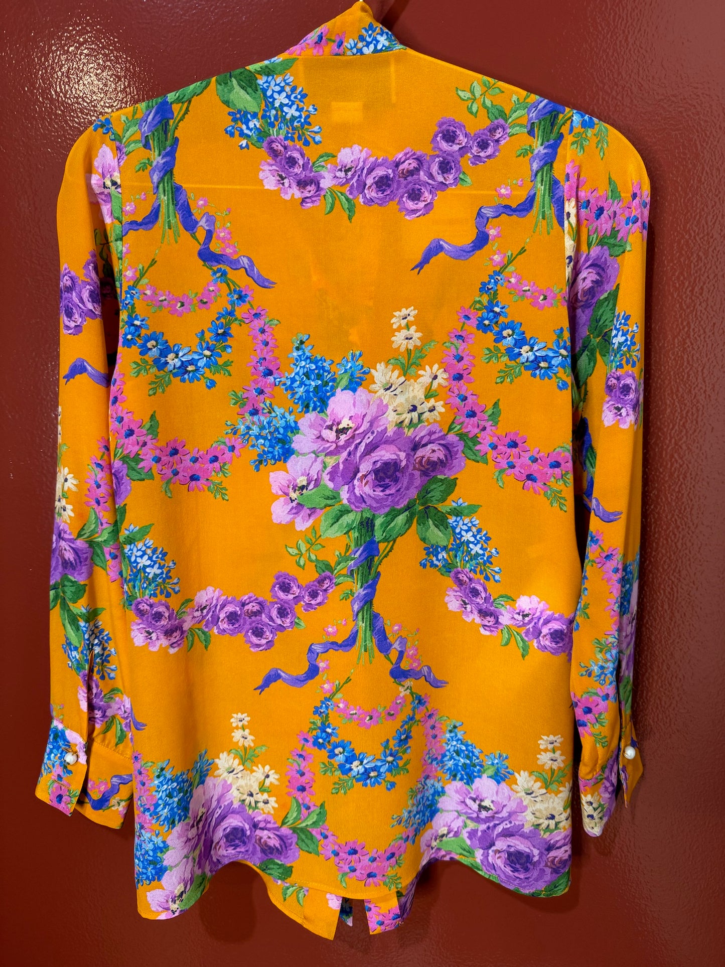 Gucci Blouse Tie Collar Orange/Purple 36