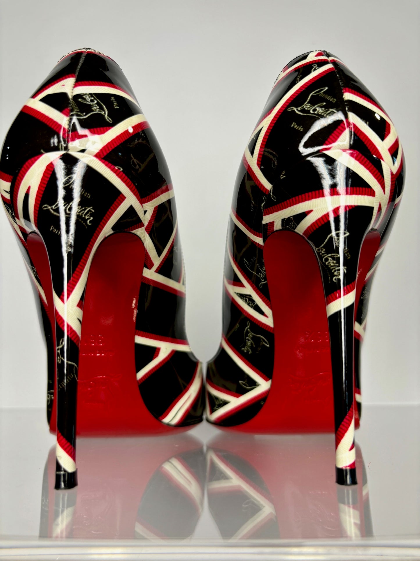 Christian Louboutin Printed Red/Black Heels 6.5