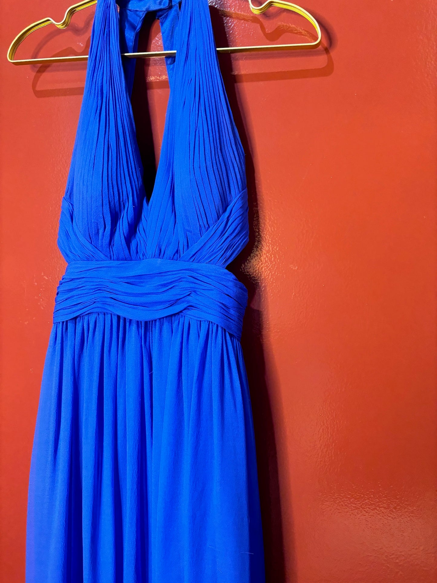 Aidan Mattox Long Blue Halter Dress 4