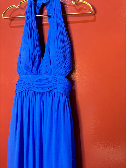 Aidan Mattox Long Blue Halter Dress 4