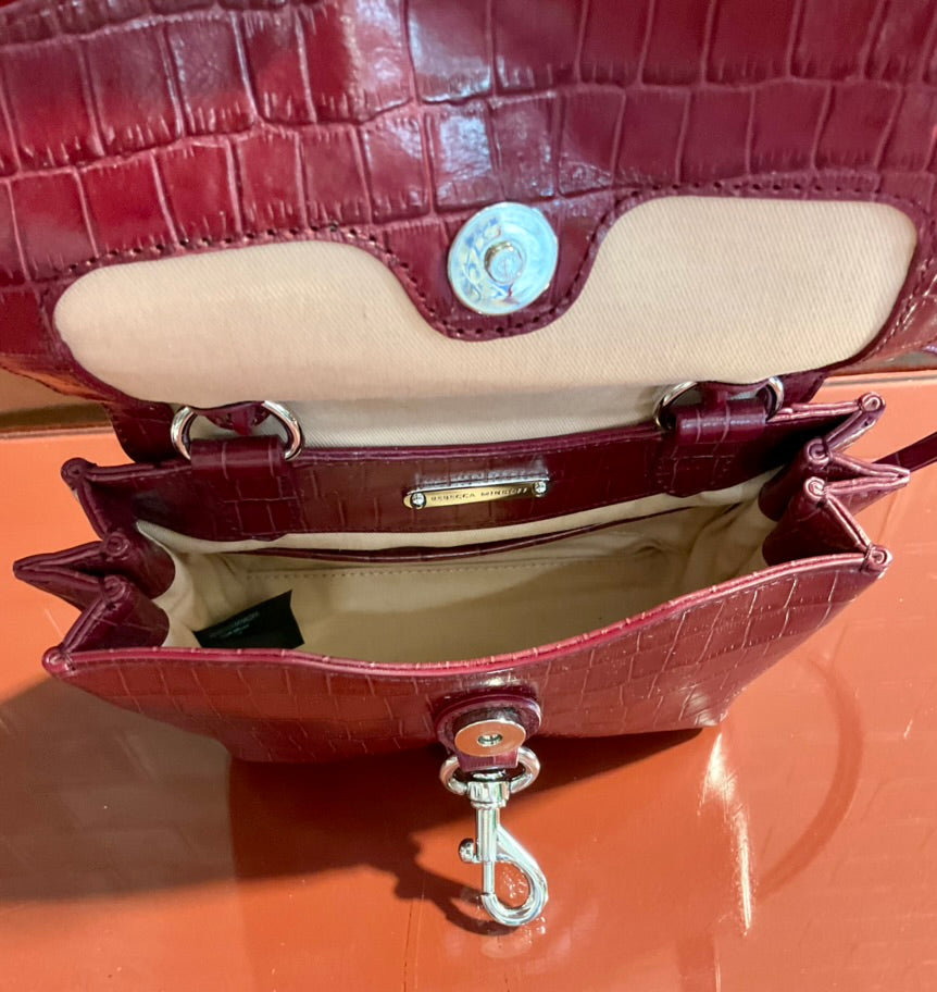 Rebecca Minkoff Stella Croc Leather Burg Bag