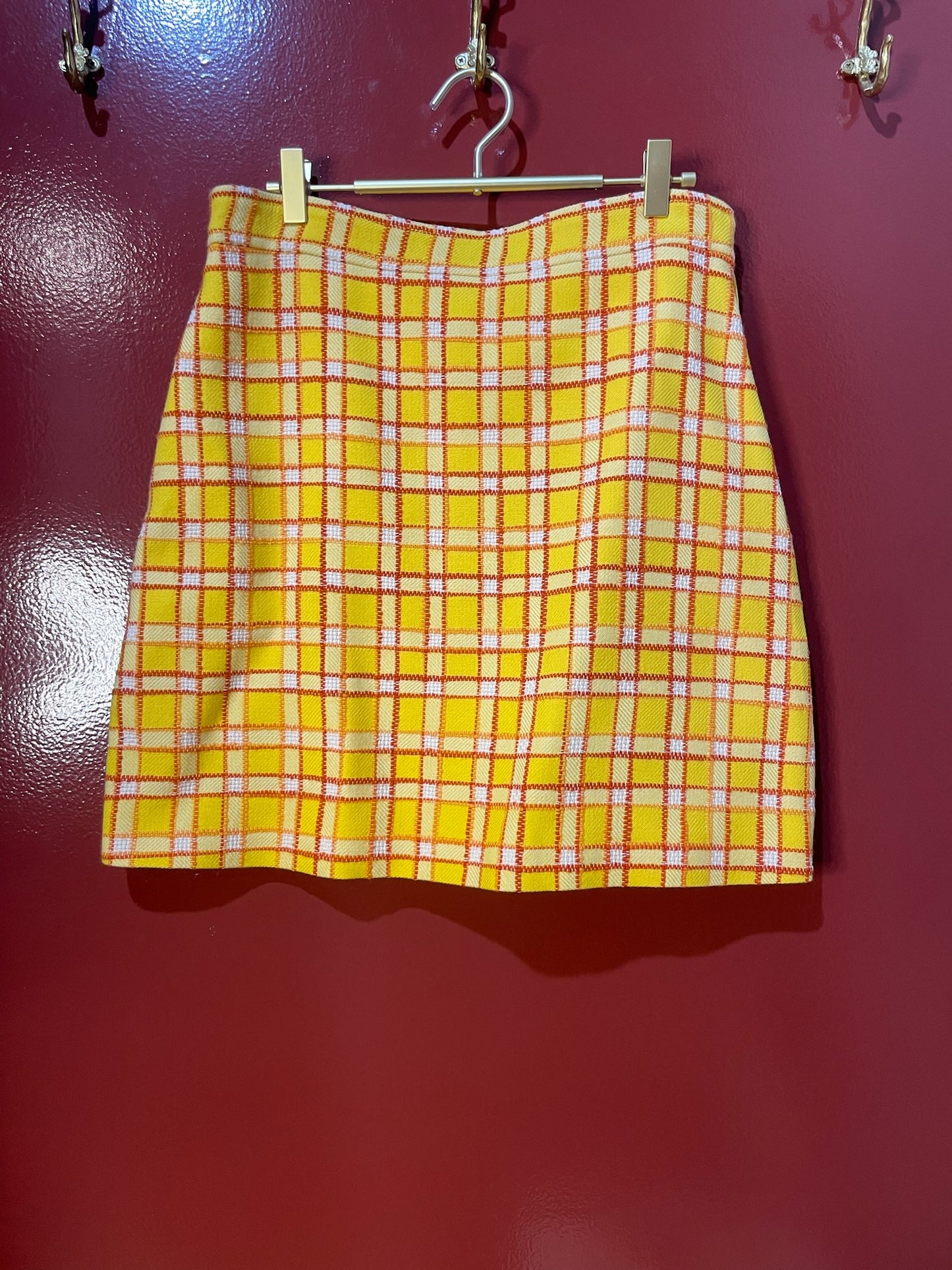 Gucci skirt wool yell plaid 46