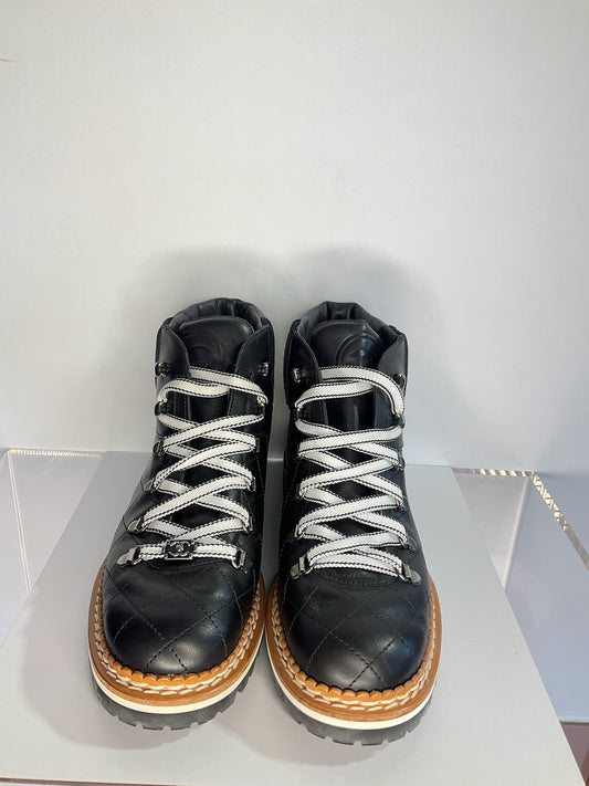 Chanel Calfskin Lace Up Combat Boots 40