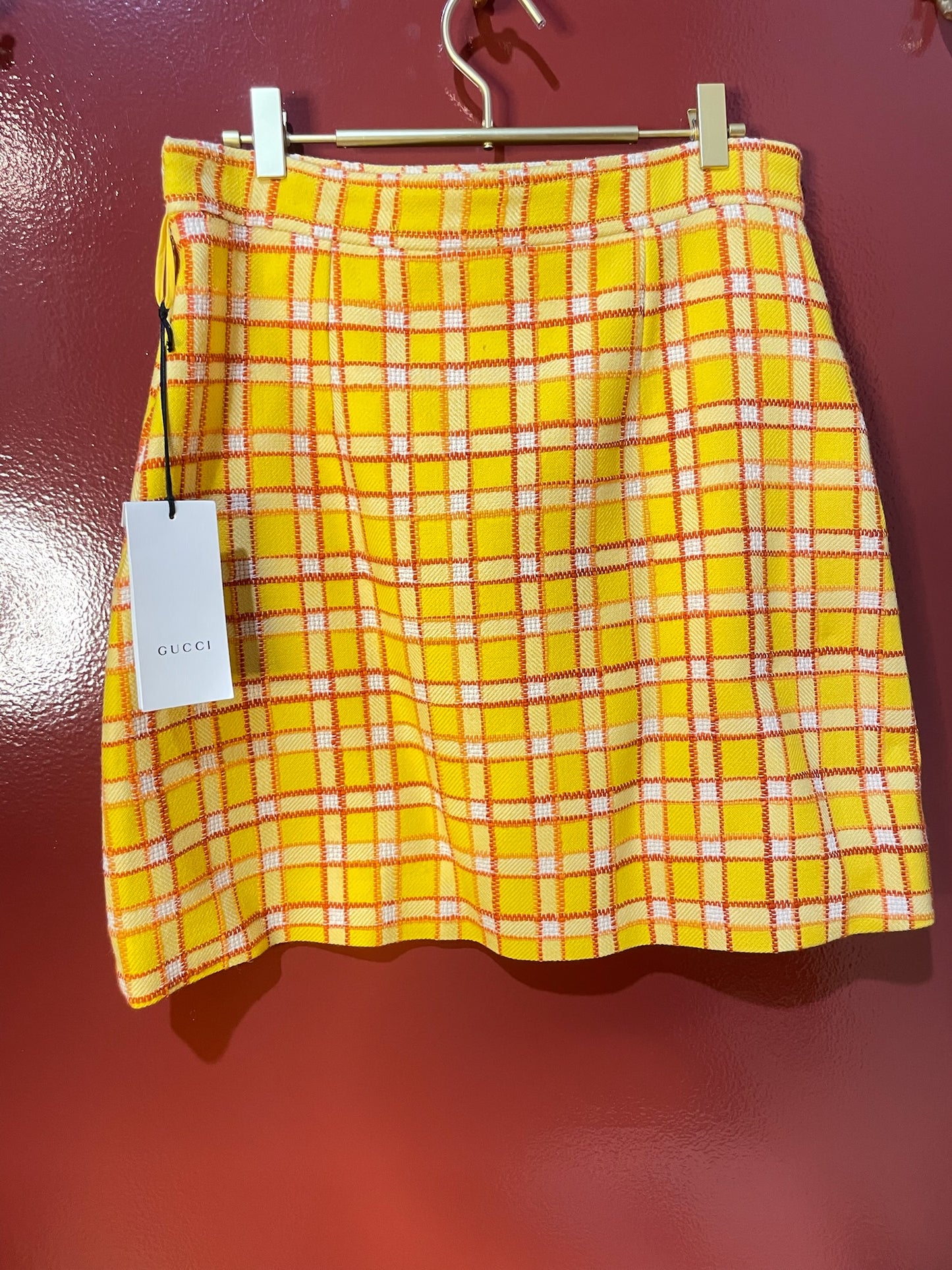 Gucci skirt wool yell plaid 46