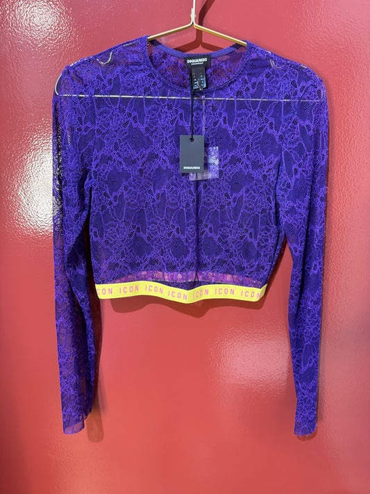 Dsquared2 Crop Top Purple Lace L