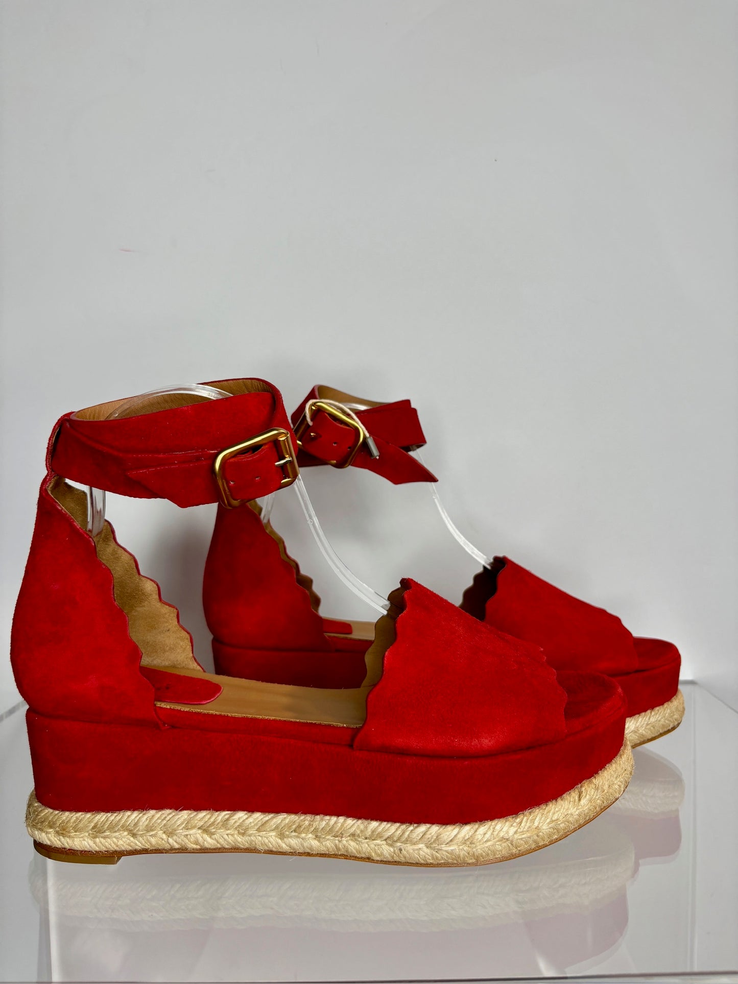 Chloe Red Scalloped Sandal 8.5