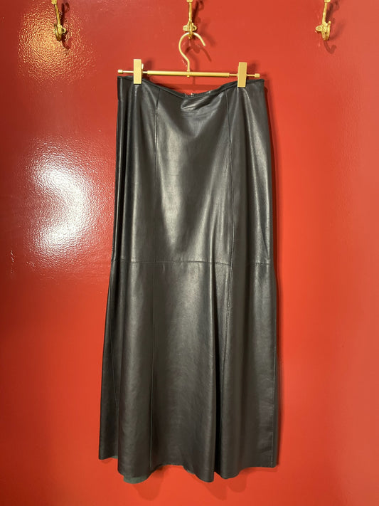 Unbranded Black Leather Long Skirt S