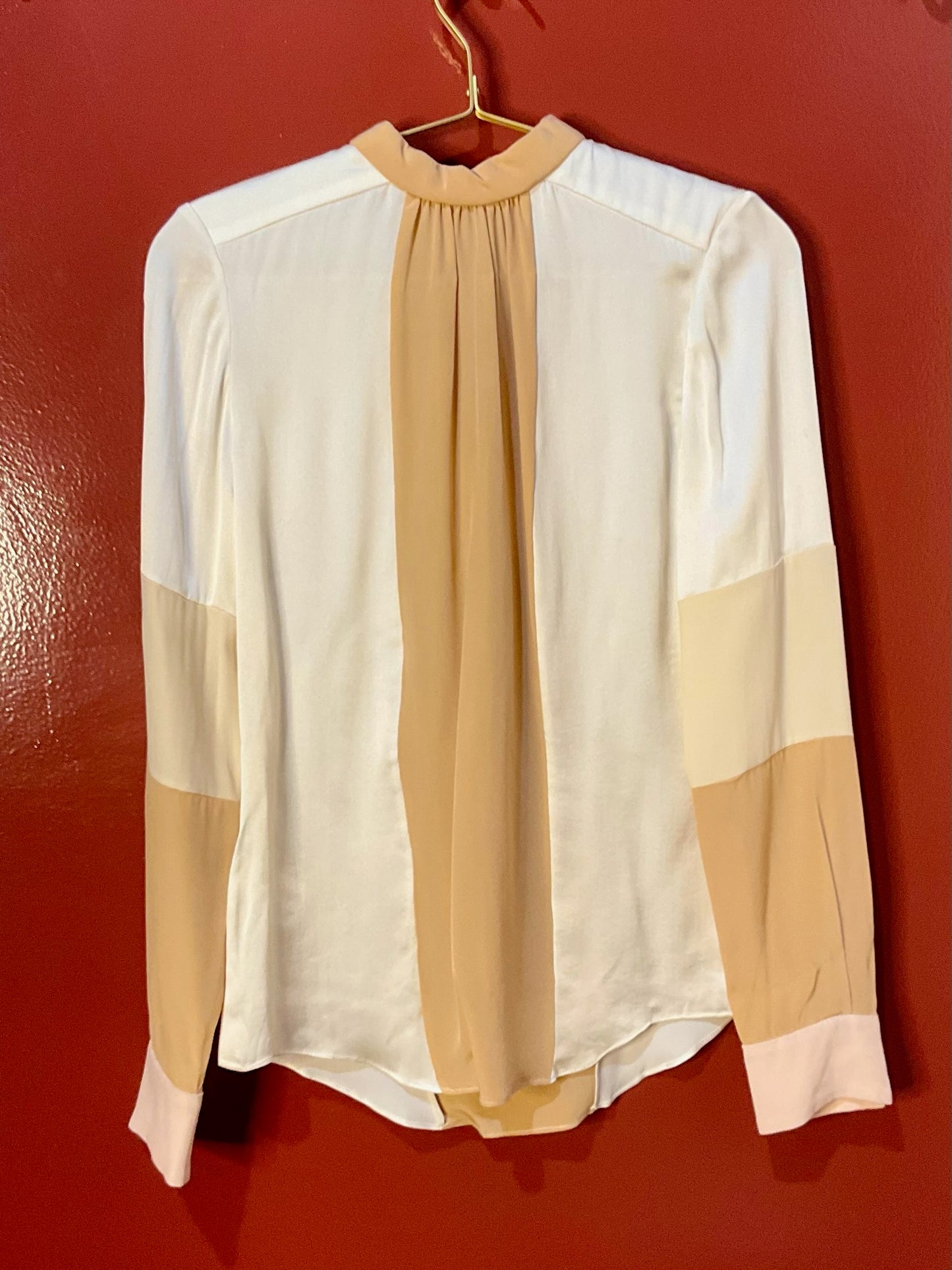 Chloe' Silk Color Block Blouse 2