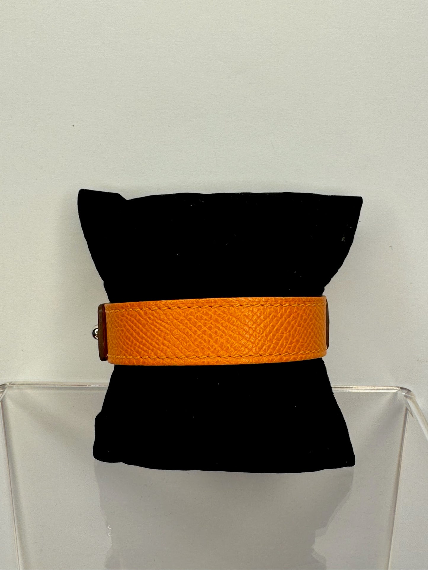 Hermes Pavane Silver/Orange Leather Bracelet