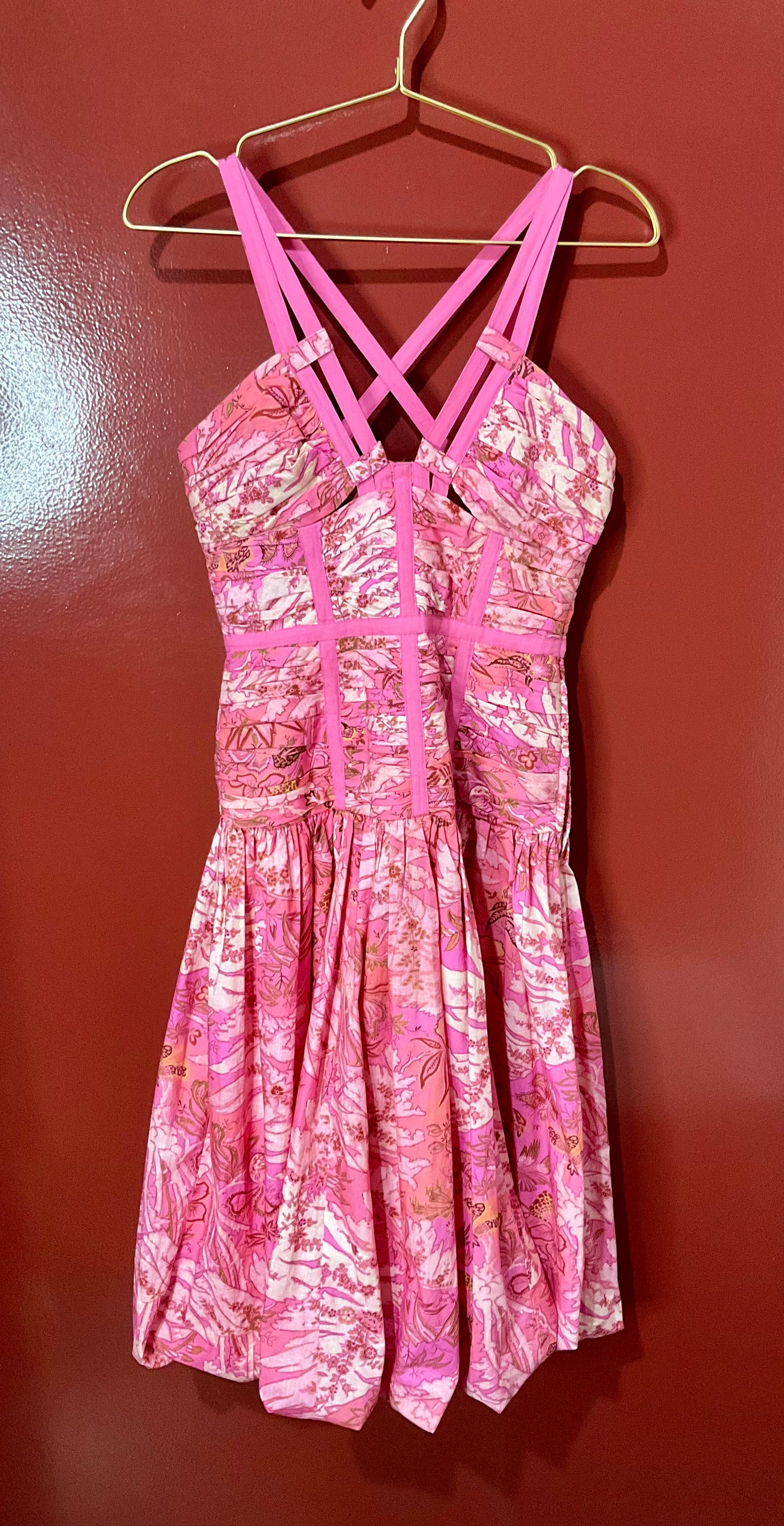 Ulla Johnson Pink/Crm Halter Dress 0