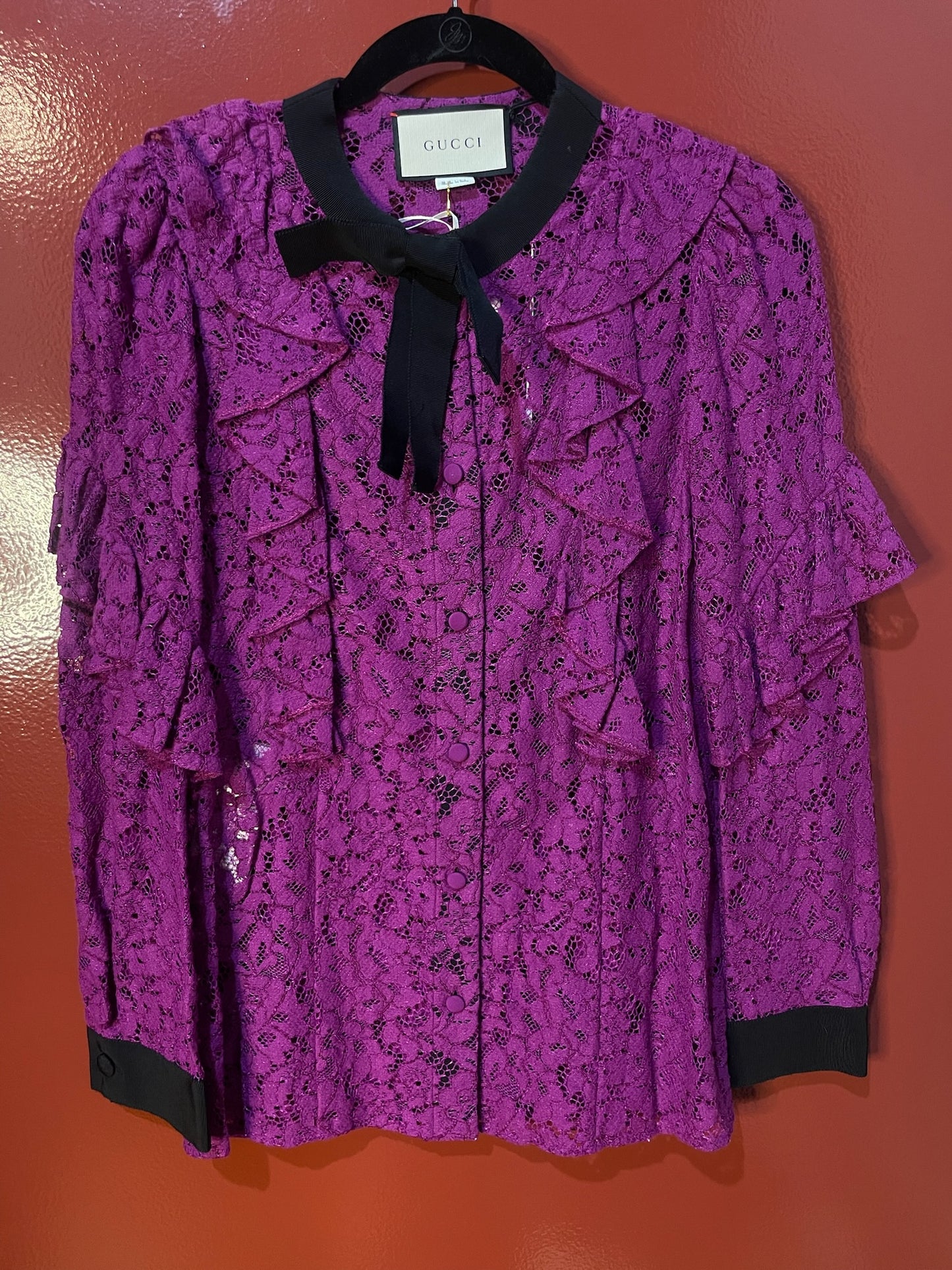 Gucci Blouse Lace Purple-40