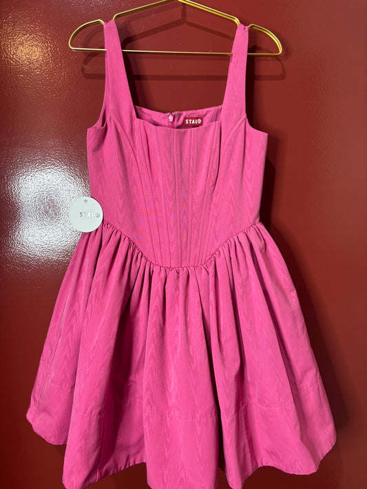 Staud Pink Taffeta Short Dress 8
