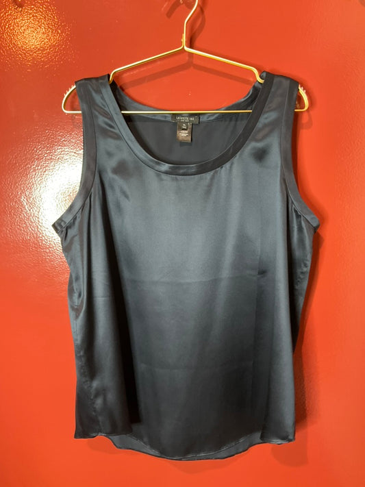 Lafayette 148 Perla Luxe Reversible Silk Tank Navy XL
