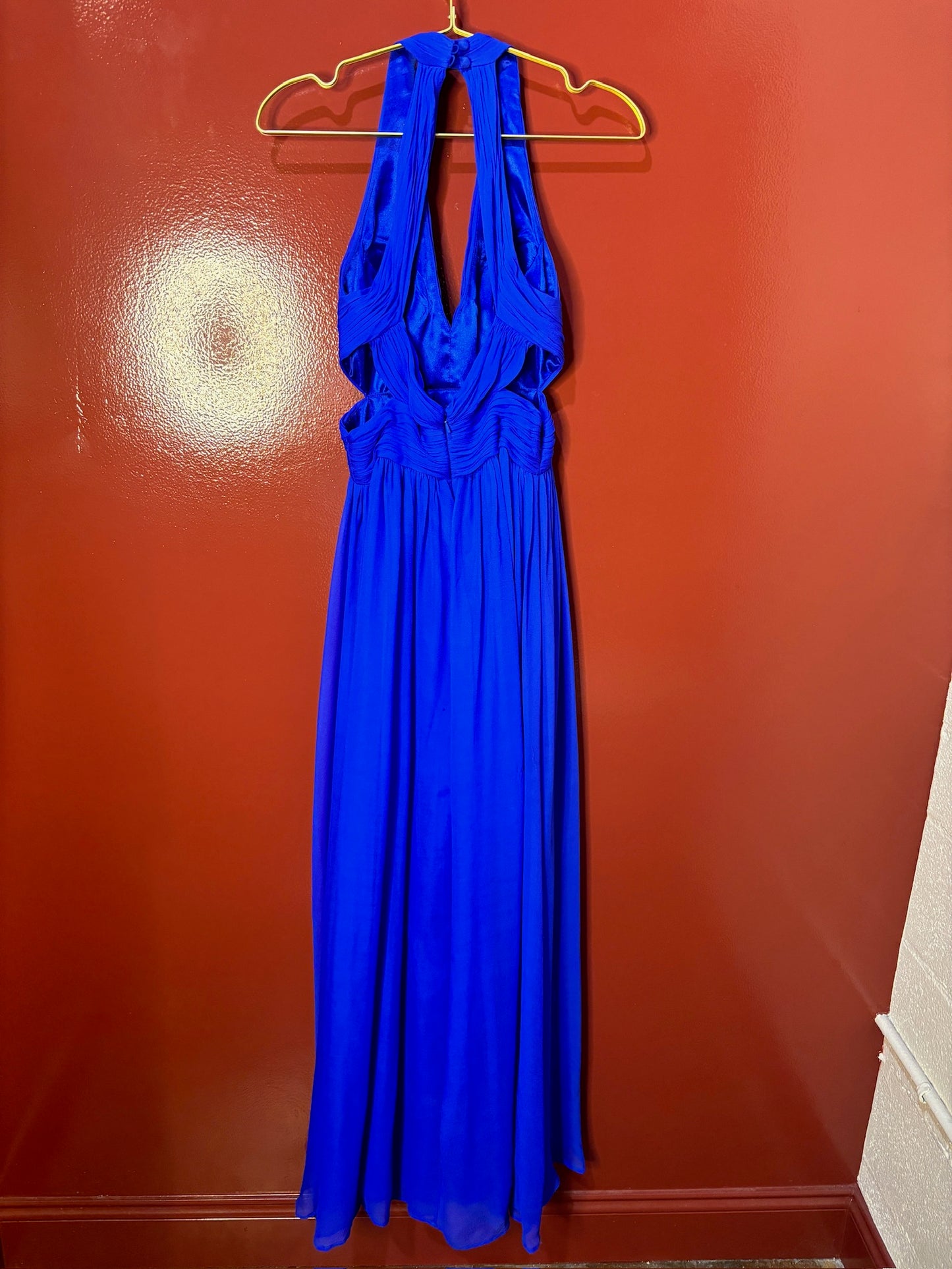 Aidan Mattox Long Blue Halter Dress 4