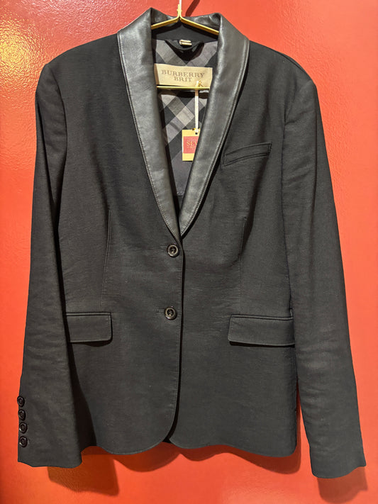 Burberry Britt Black Leather Blazer Size 30
