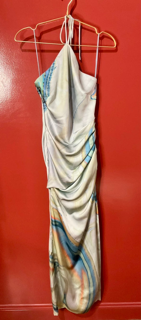 Jonathan Sim Khia Blue Watercolor Dress