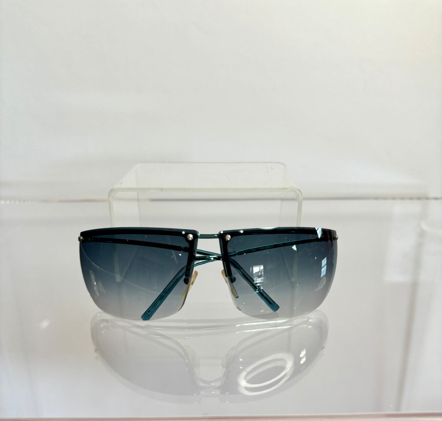 Gucci Blue Tint Rimless Sunglassess