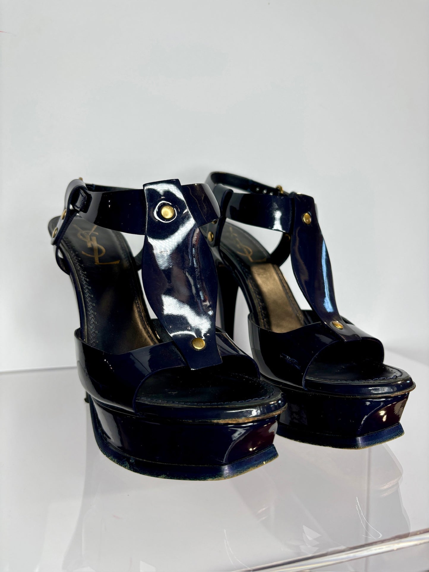 YSL Heels Platform Navy 37.5