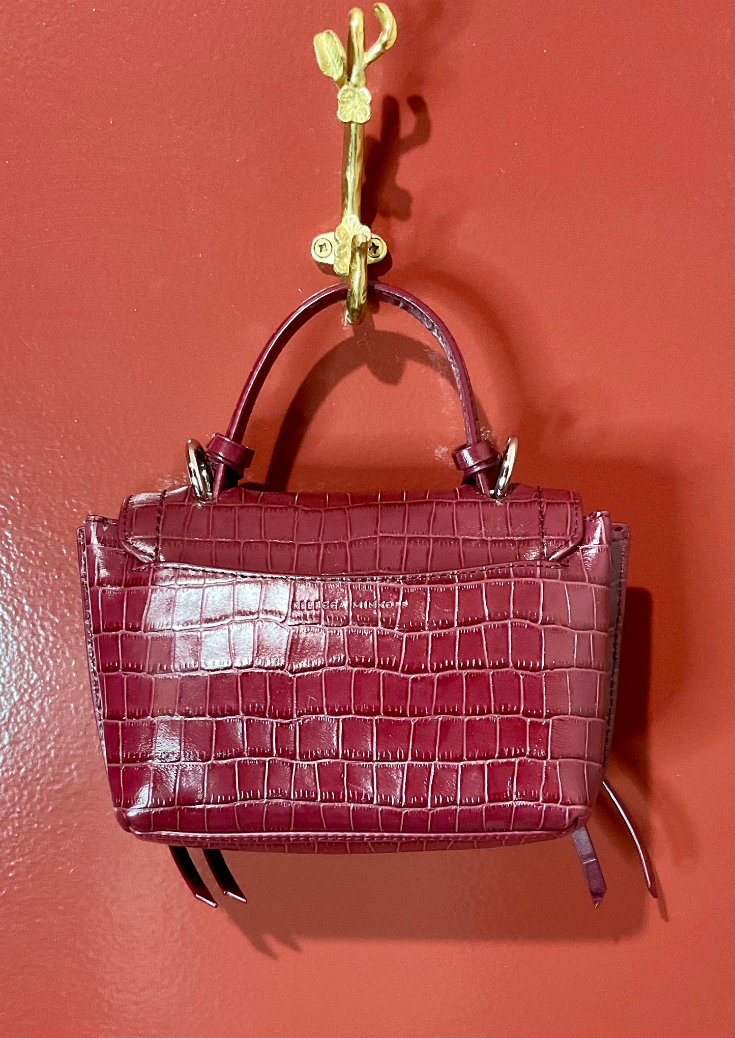 Rebecca Minkoff Stella Croc Leather Burg Bag