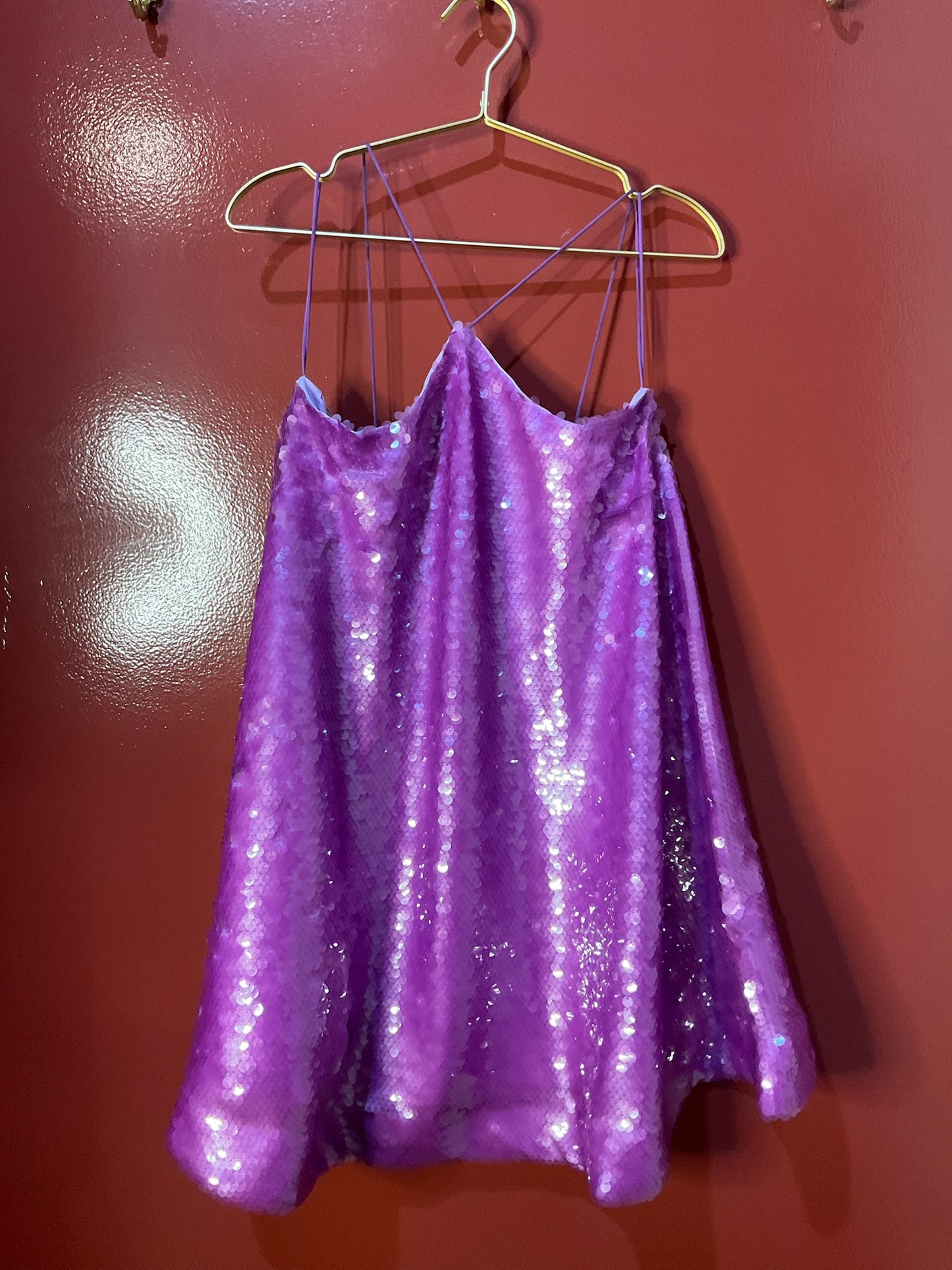 Alexis Purple Sequin Halter Dress M