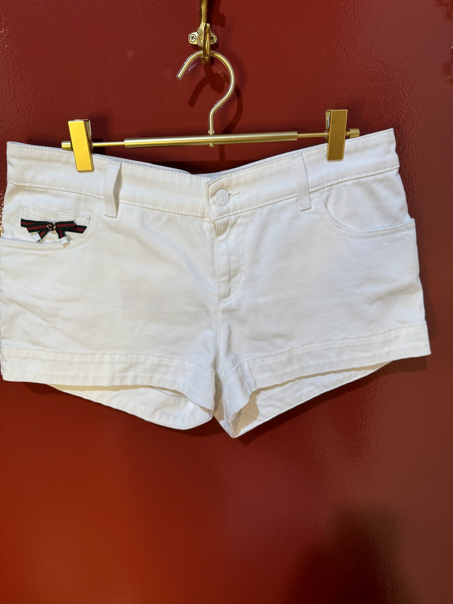 Gucci White Jean Shorts Mini Bow 44