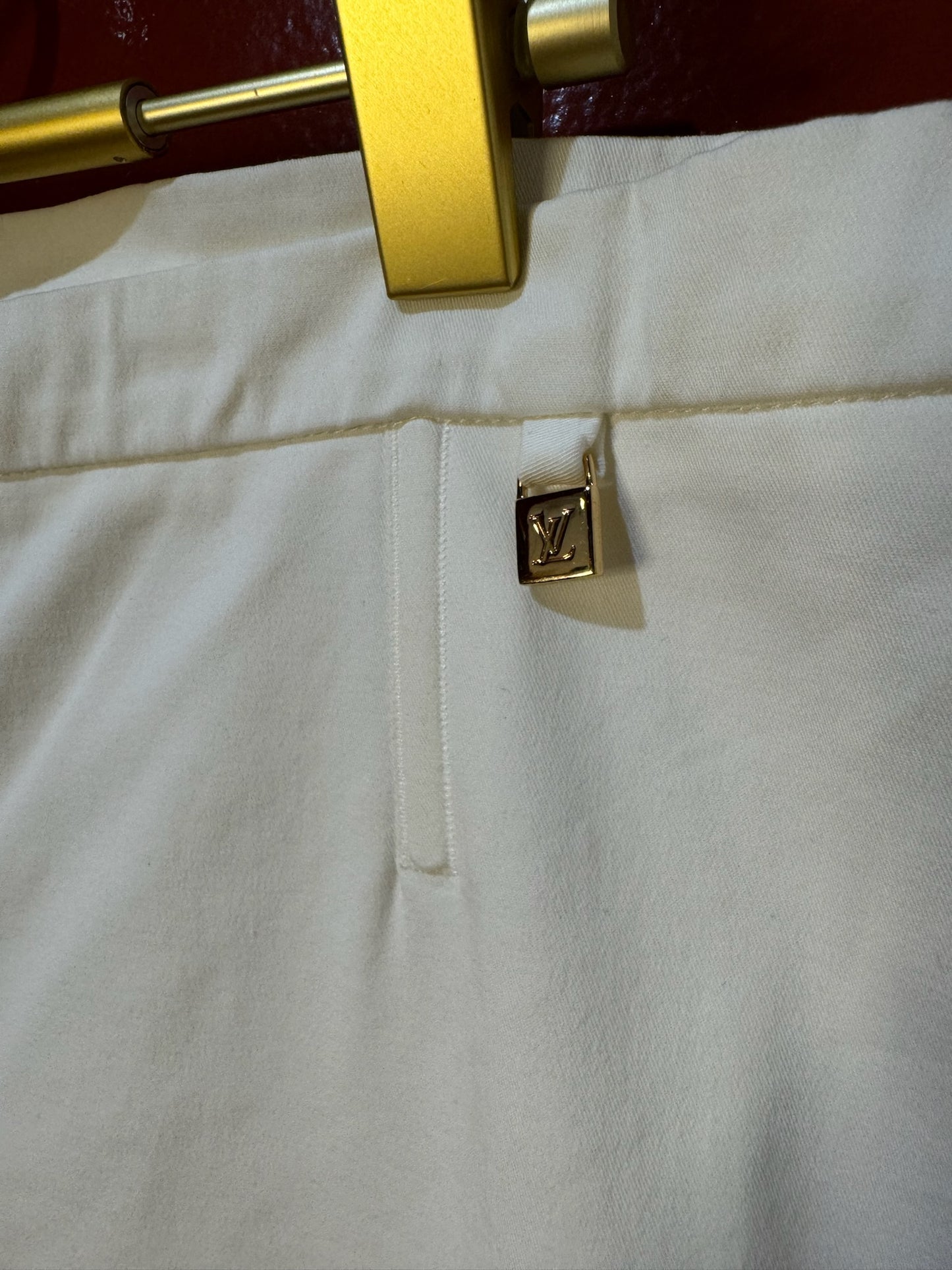 Louis Vuitton White Flat Front Pants 40