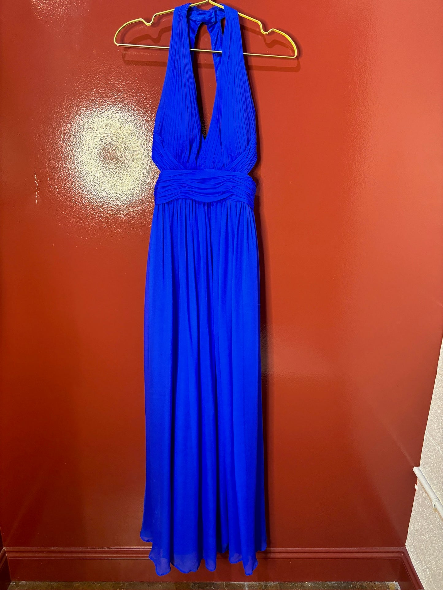 Aidan Mattox Long Blue Halter Dress 4