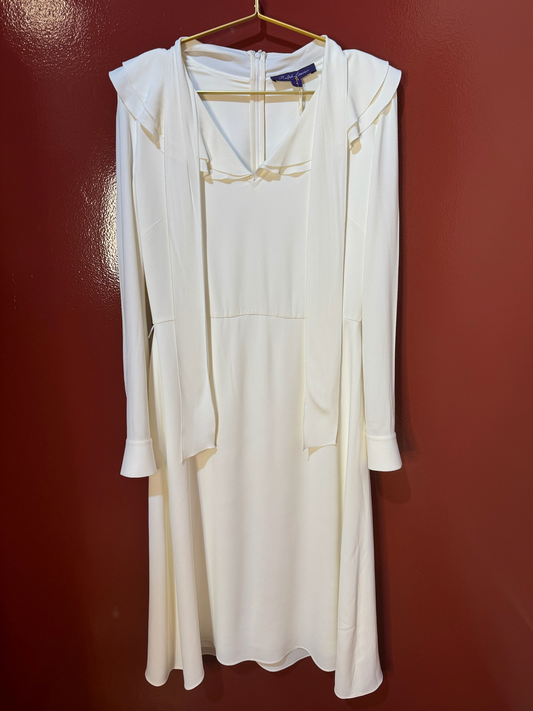 Ralph lauren dress long ruffl ivory 8