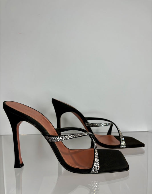 Amina Muaddi Heel Crystal Black 8