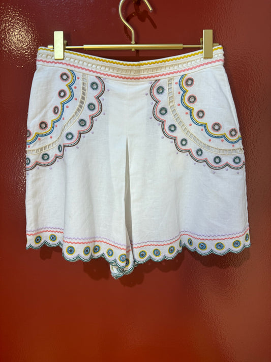 Zimmerman Linen White Embroidery Shorts 1