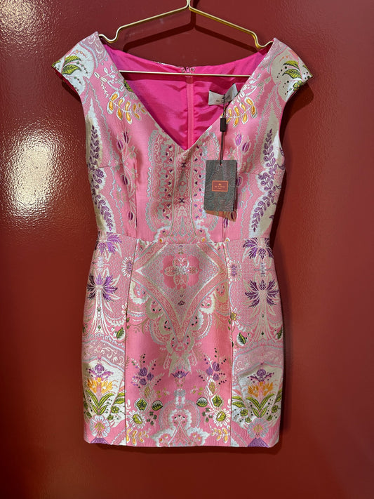 Etro dress mini silk broacde pink