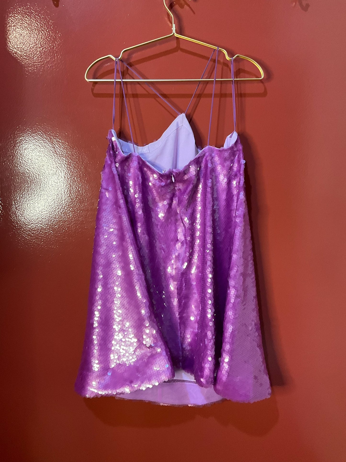 Alexis Purple Sequin Halter Dress M