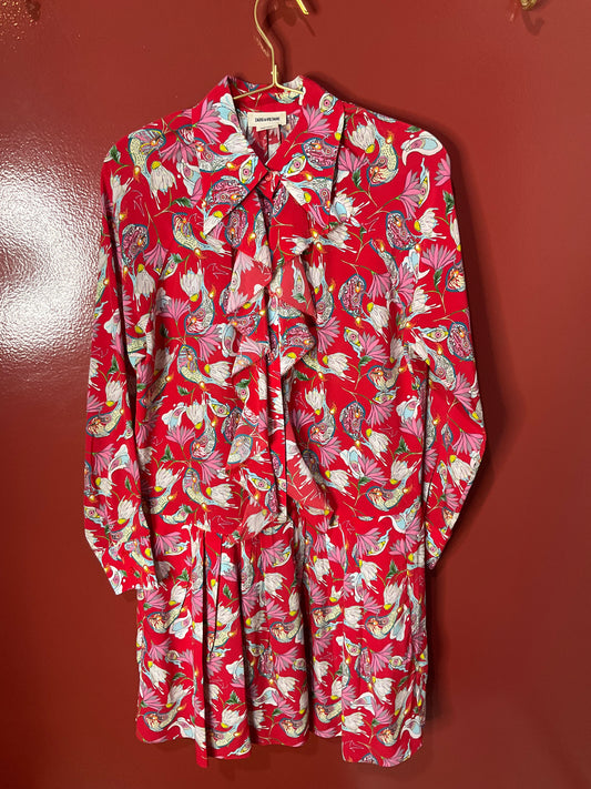 Zadig & Voltiare Red Patterned Dress M