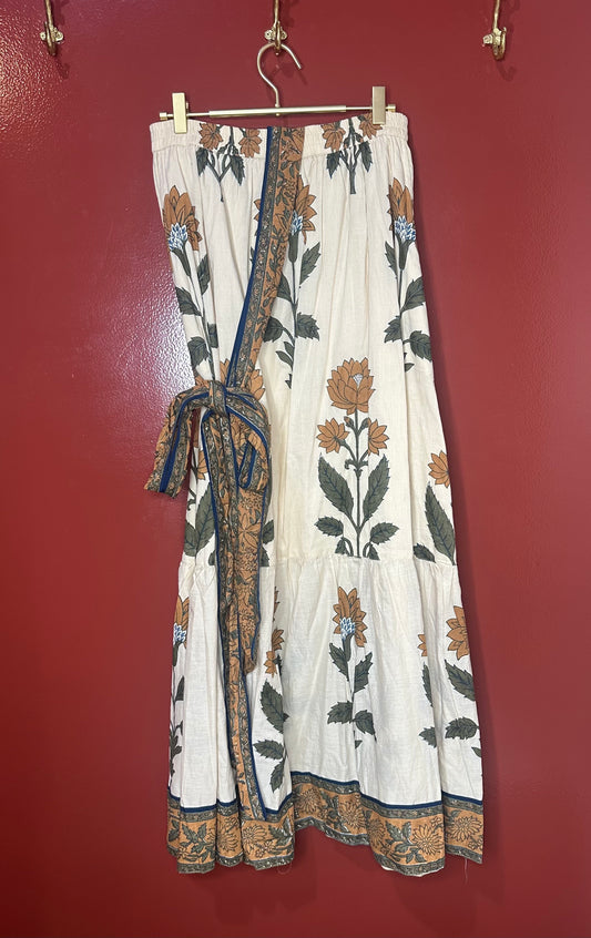 Sue Sartor Cream Floral Maxi Skirt S