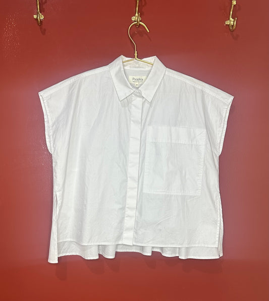 Sophia White Sleeveless Button Up Top M