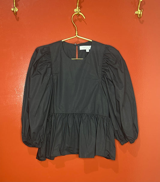 Hunter Bell Black Ruffle Top S