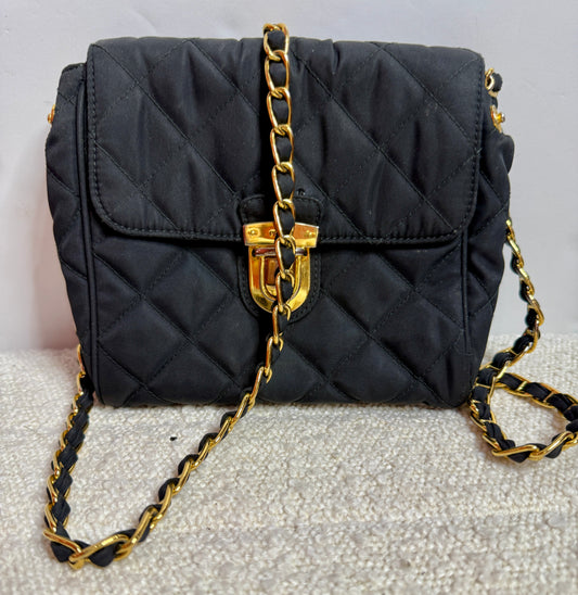 Prada Tessuto Impuntu Nero Shoulder Bag Black