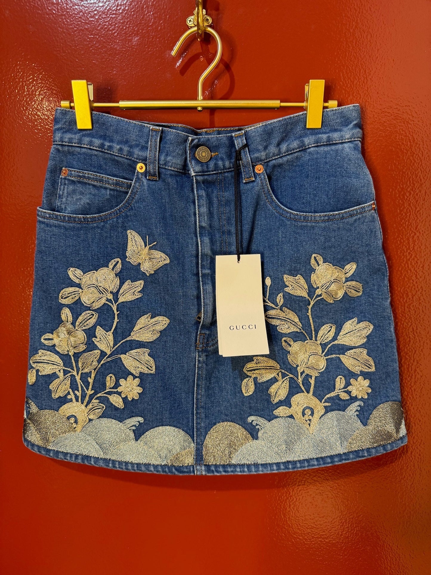 Gucci Skirt Mini Jean Appli Size 42