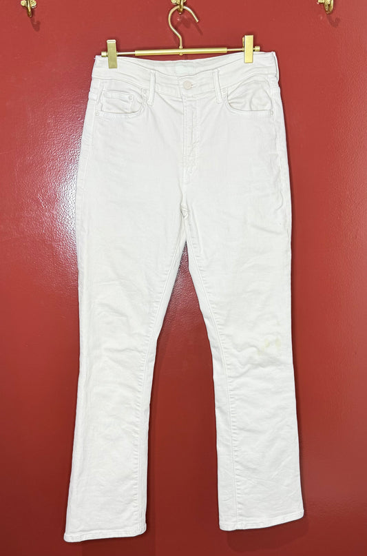 Mother Cream Straight Leg Jeans 28