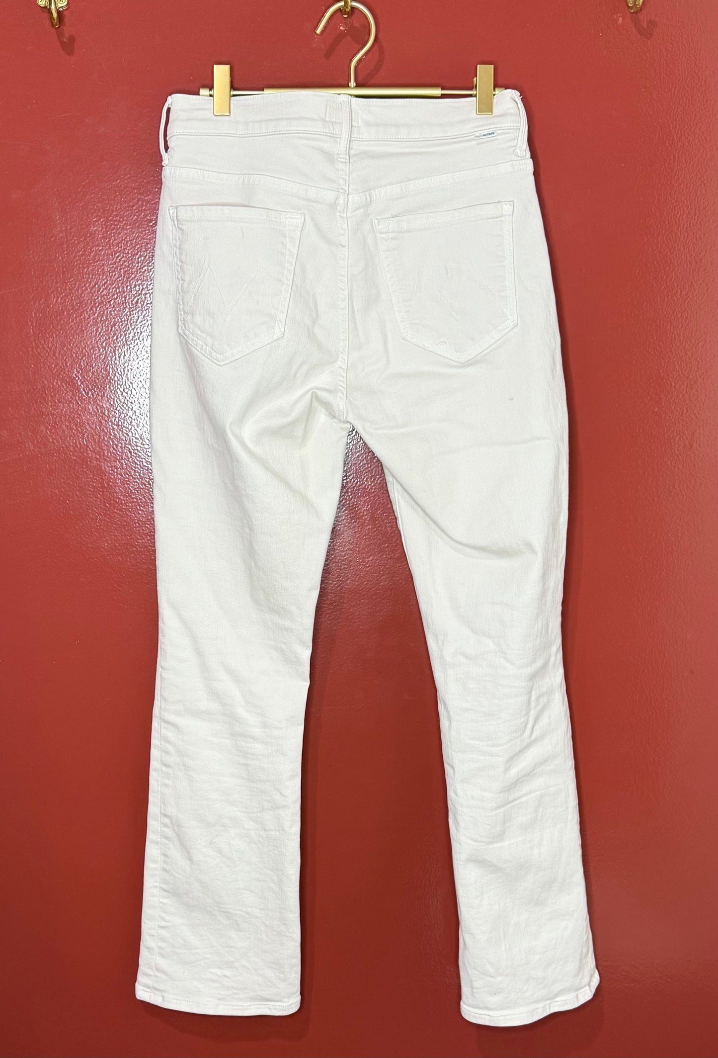 Mother Cream Straight Leg Jeans 28