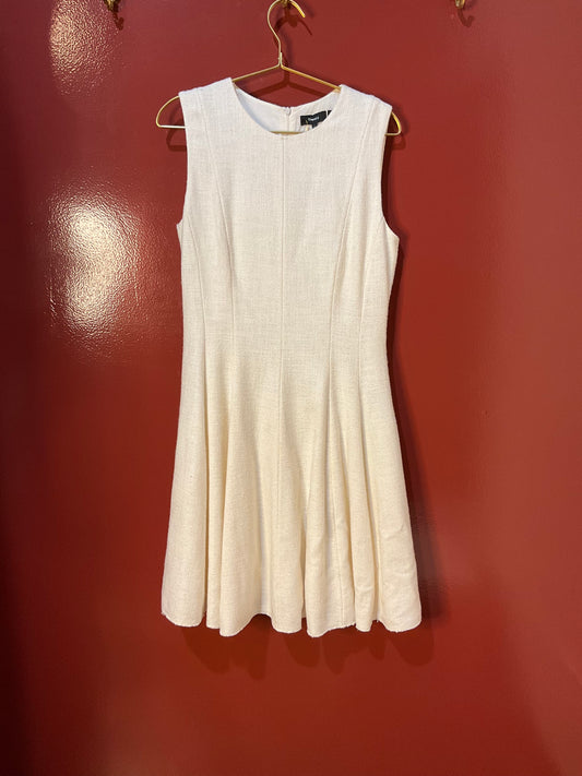 Theory Cream Linen Sleeveless Dress Size 8