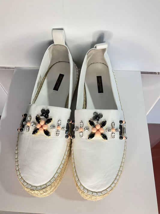 Louis Vuitton Lambskin Front Pair espadrille white 38.5