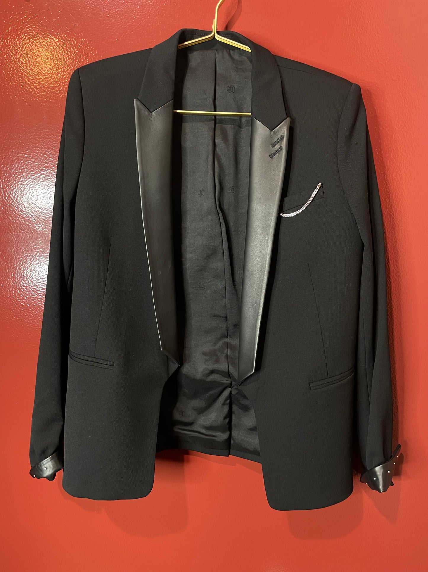 The Kooples Black Leather Trim BlazerXS/S