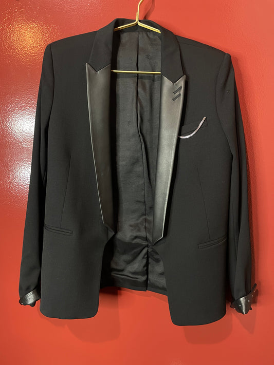 The Kooples Black Leather Trim BlazerXS/S